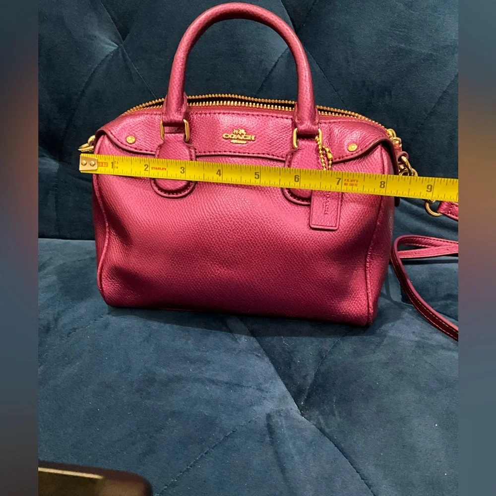 Coach baby Bennett Satchel Crossgrain Leather New without tag metallic pink - Picture 6 of 9